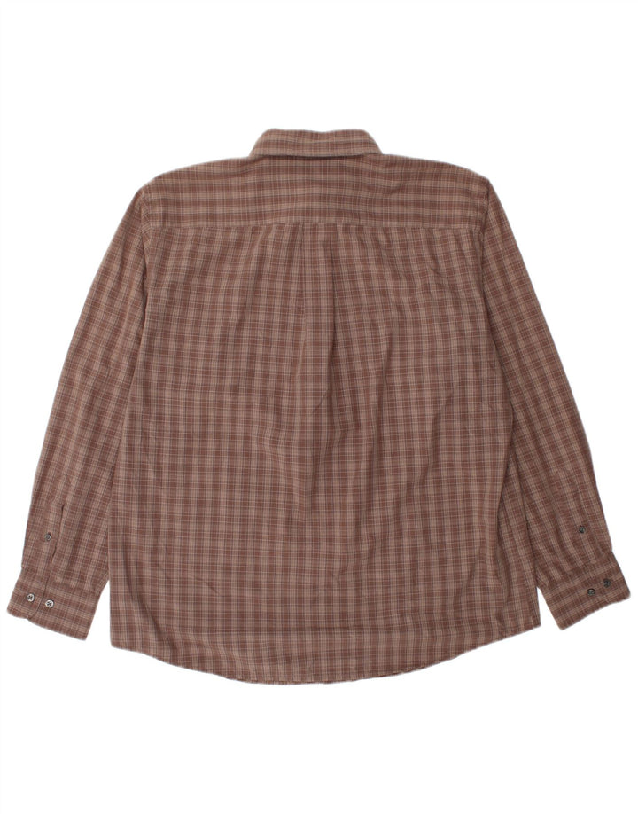 DOCKERS Camicia da uomo taglia 16 1/2 grande cotone a quadri marrone