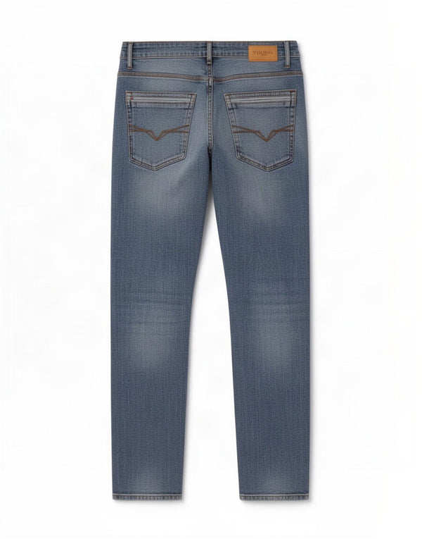 Jeans slim invecchiati da uomo Guess W32 L30 cotone blu