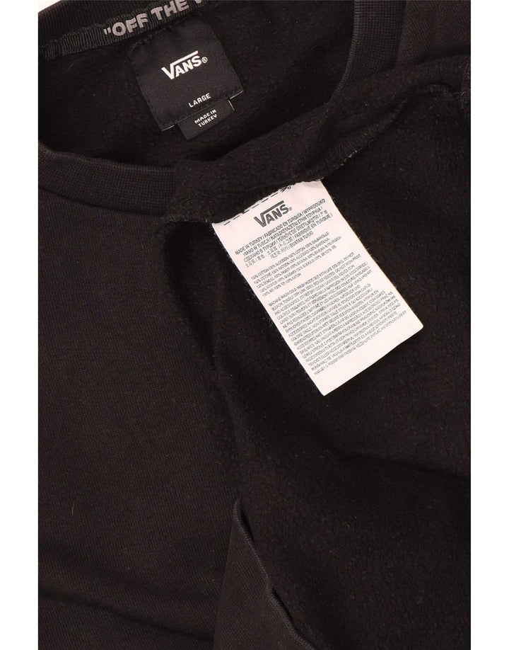Felpa con grafica da donna Vans, maglione UK 16, grande, cotone nero