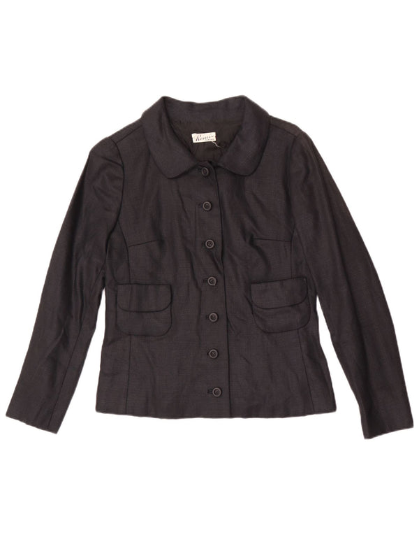 Giacca blazer vintage da donna a 7 bottoni UK 8 piccola nera