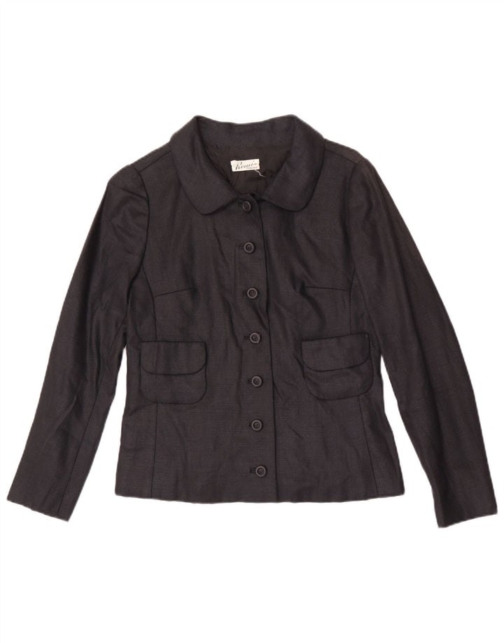 Giacca blazer vintage da donna a 7 bottoni UK 8 piccola nera