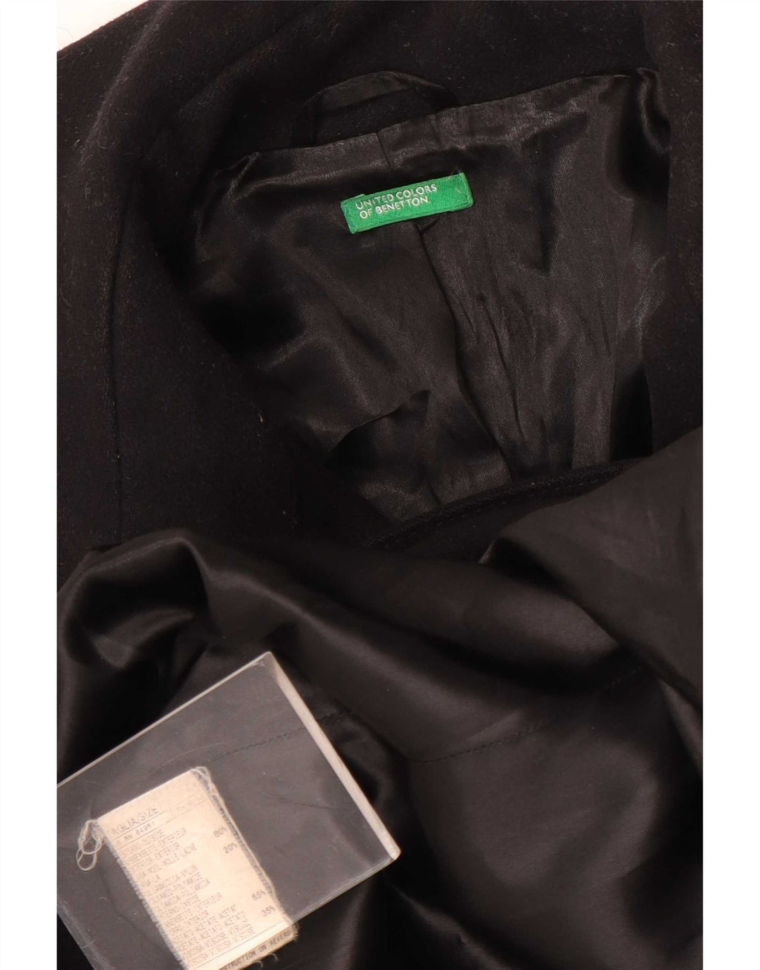 Cappotto da donna Benetton UK 14 lana nera media