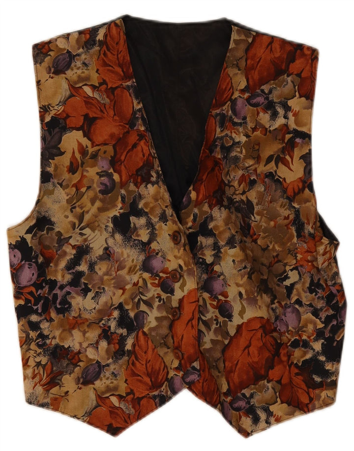 Gilet da donna vintage UK 12 medio multicolore floreale