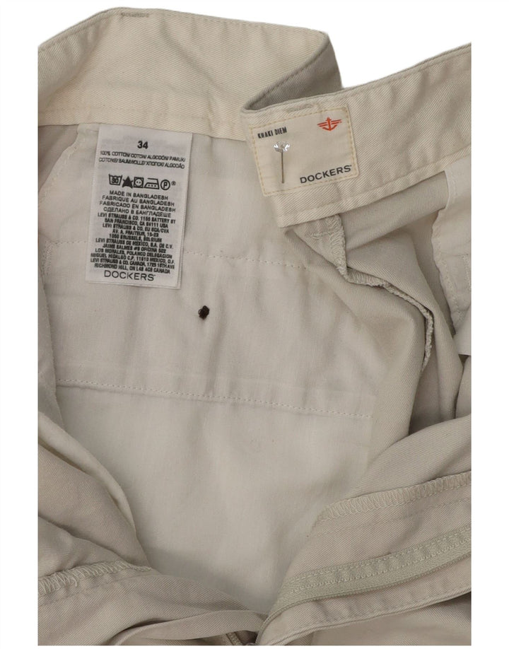 Pantaloncini chino color kaki da uomo Dockers W34 grandi in cotone grigio