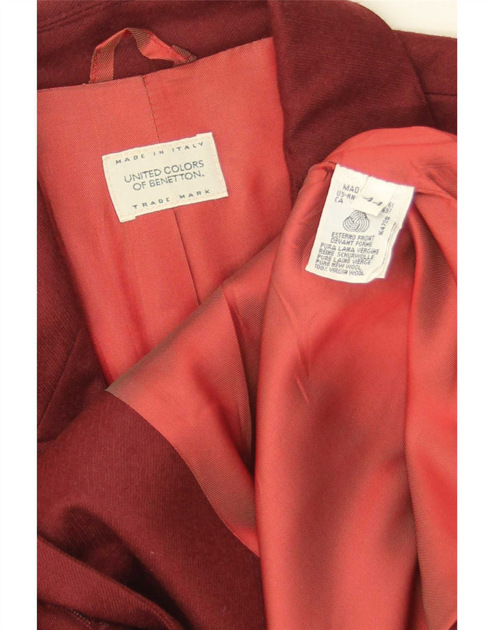 Giacca blazer a 2 bottoni corta da donna Benetton IT 44 Bordeaux medio in lana