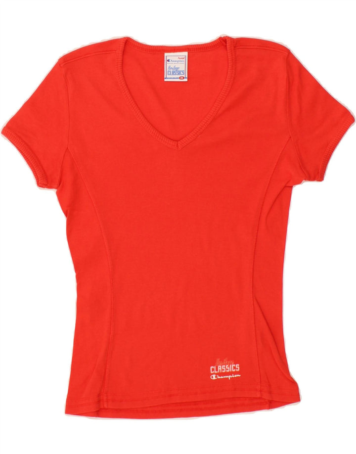 CHAMPION Womens T-Shirt Top UK 12 Medium Orange Cotton Vintage Champion and Second-Hand Champion from Messina Hembry 