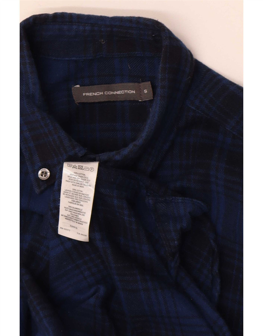 Camicia da uomo in flanella French Connection piccola in cotone scozzese blu