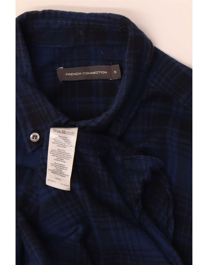 Camicia da uomo in flanella French Connection piccola in cotone scozzese blu