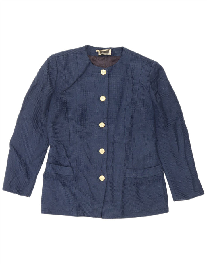 Giacca Blazer 5 Bottoni Donna Luisa Spagnoli IT 46 Large Blu Lana Vergine
