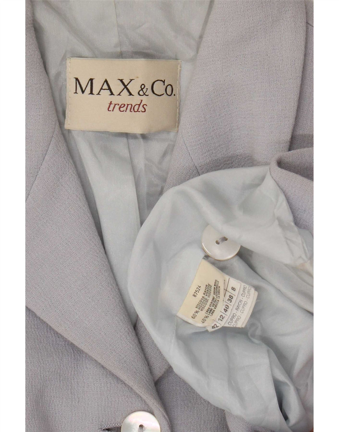Max & Co. Giacca blazer a 3 bottoni da donna UK 12 Viscosa blu medio