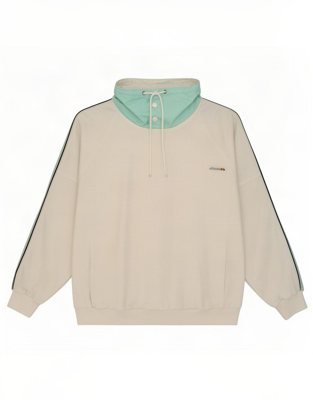 Felpa da uomo Ellesse con collo abbottonato, maglione grande, cotone color block bianco