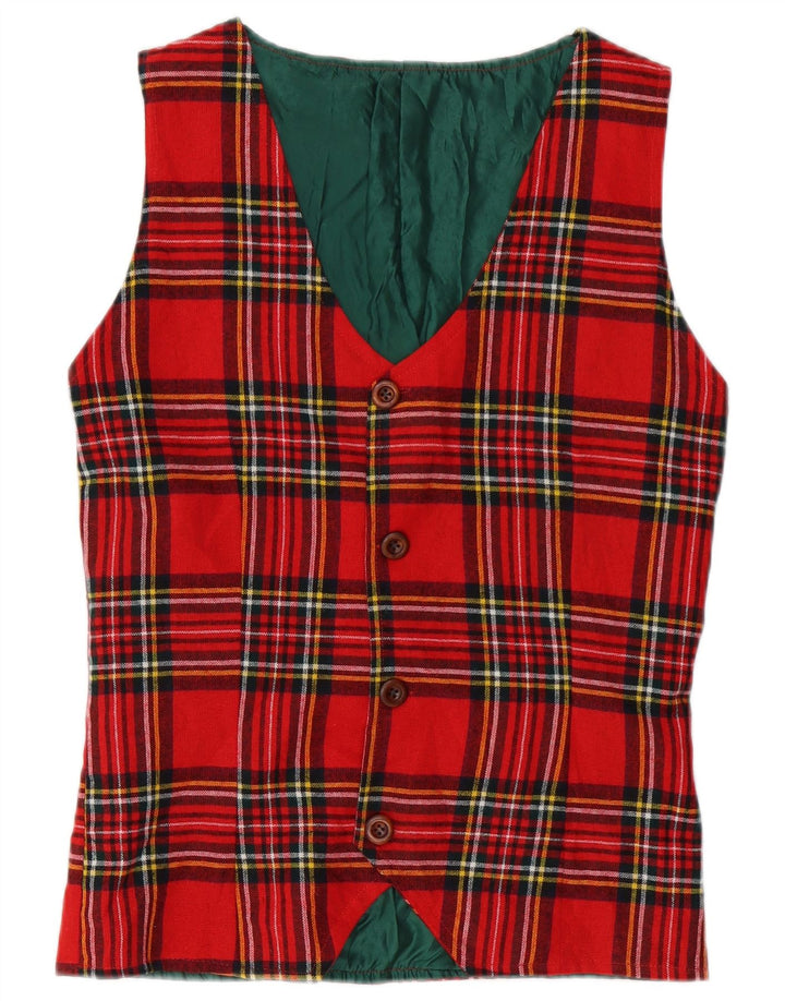 Gilet da uomo VINTAGE piccolo scozzese rosso