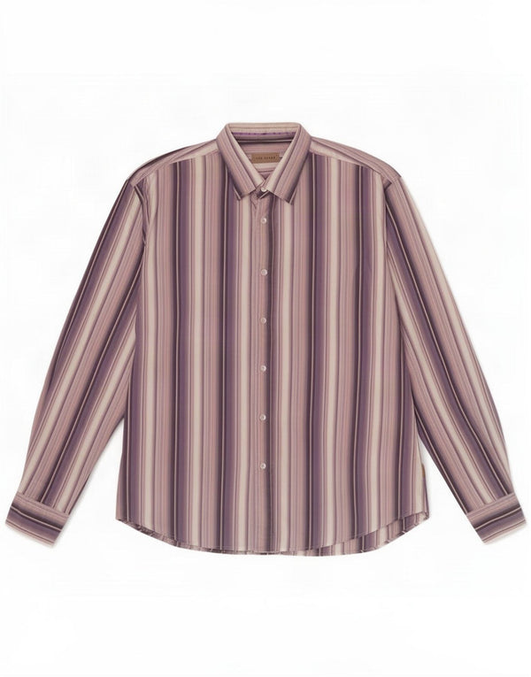 Camicia da uomo Ted Baker taglia 6 2XL cotone a righe viola