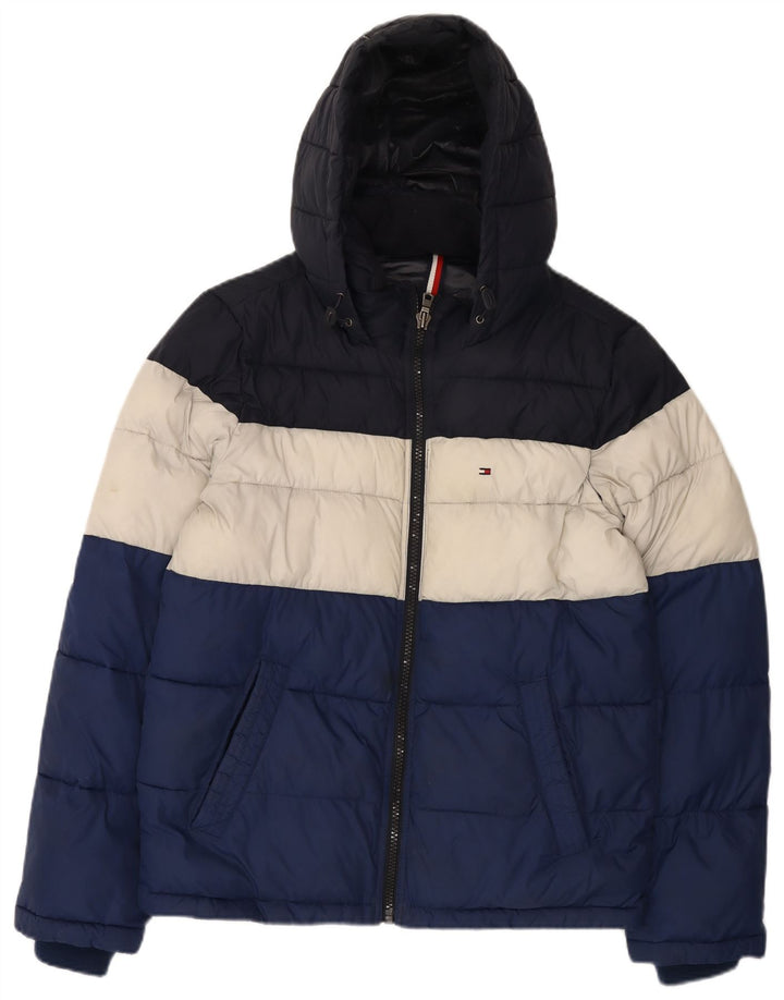 Giacca imbottita con cappuccio da uomo Tommy Hilfiger UK 36 piccola nylon multicolore