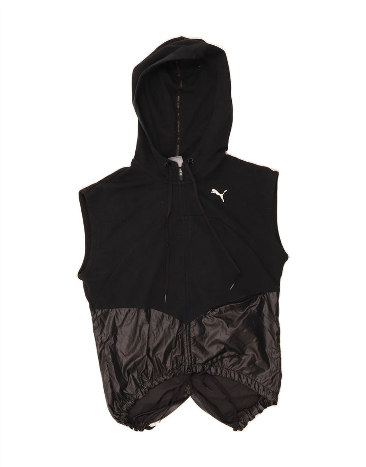PUMA Womens Oversized Zip Hoodie Sweater UK 8 Small  Black Colourblock Vintage Puma and Second-Hand Puma from Messina Hembry 
