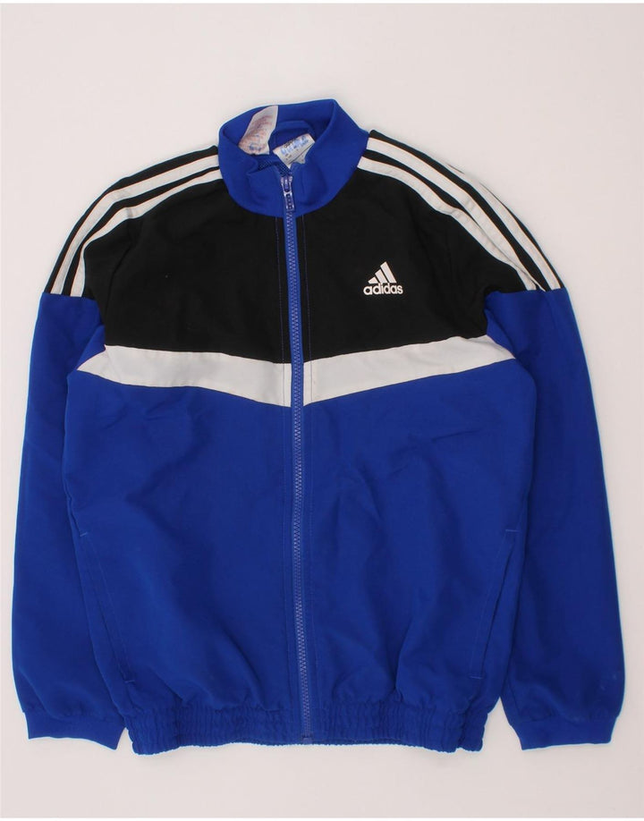 ADIDAS Boys Tracksuit Top Jacket 9-10 Years Blue Colourblock Polyester Vintage Adidas and Second-Hand Adidas from Messina Hembry 