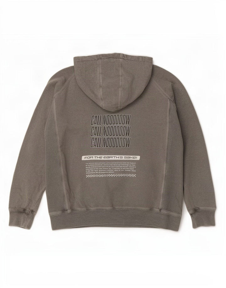 Maglione con cappuccio grafico vintage da uomo grande grigio