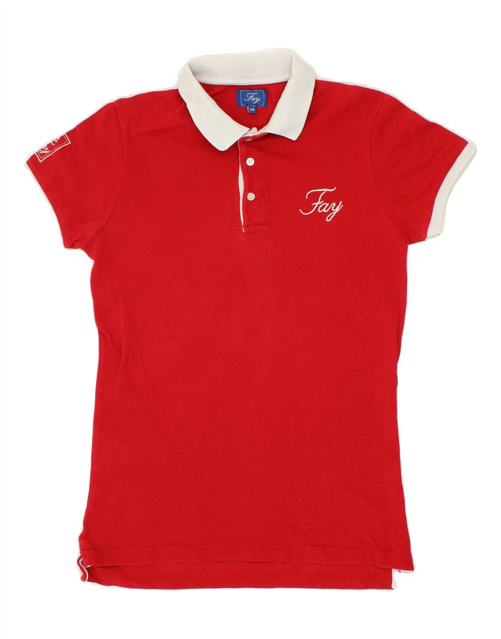 FAY Womens Polo Shirt UK 14 Medium Red Cotton Vintage Fay and Second-Hand Fay from Messina Hembry 