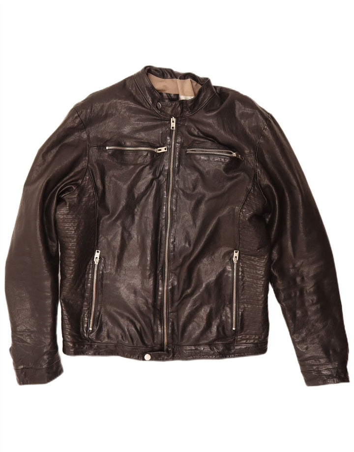 Giacca da pilota in pelle da uomo Masterpelle UK 40 Large in pelle nera