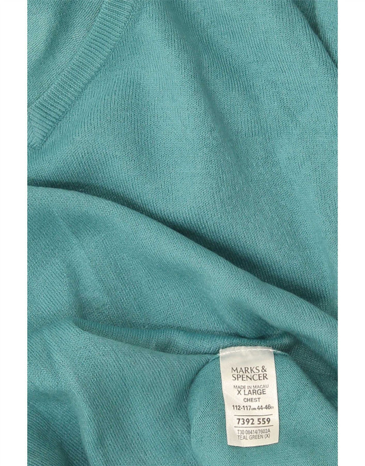 Maglione maglione con scollo a V da uomo Marks & Spencer XL verde acrilico