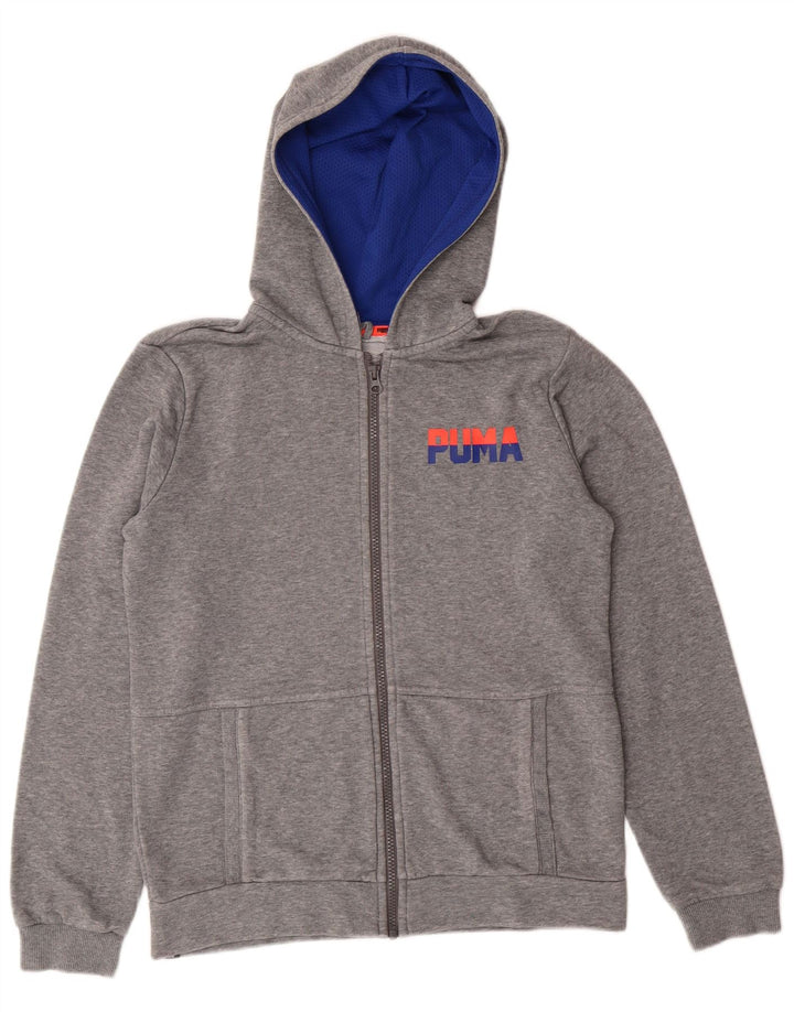 Felpa con cappuccio e zip grafica PUMA da ragazzo 13-14 anni in cotone grigio