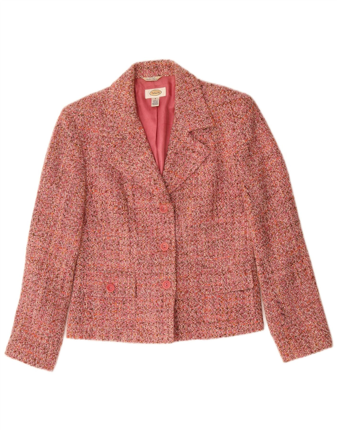 Giacca blazer da donna a 3 bottoni TALBOTS US 8 Acrilico screziato rosa medio