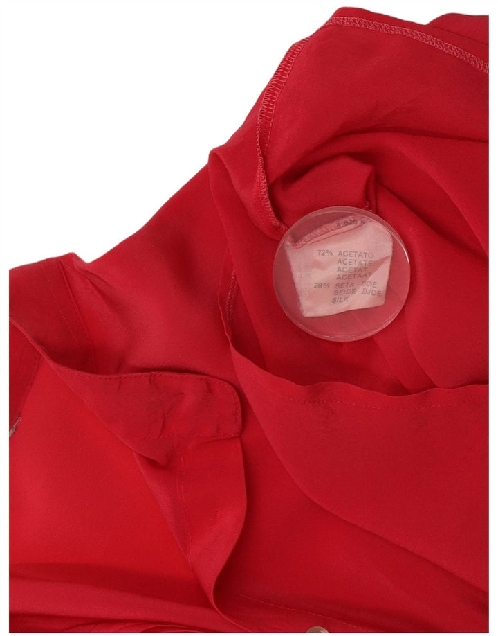 Camicetta grafica da donna vintage UK 14 Acetato rosa medio