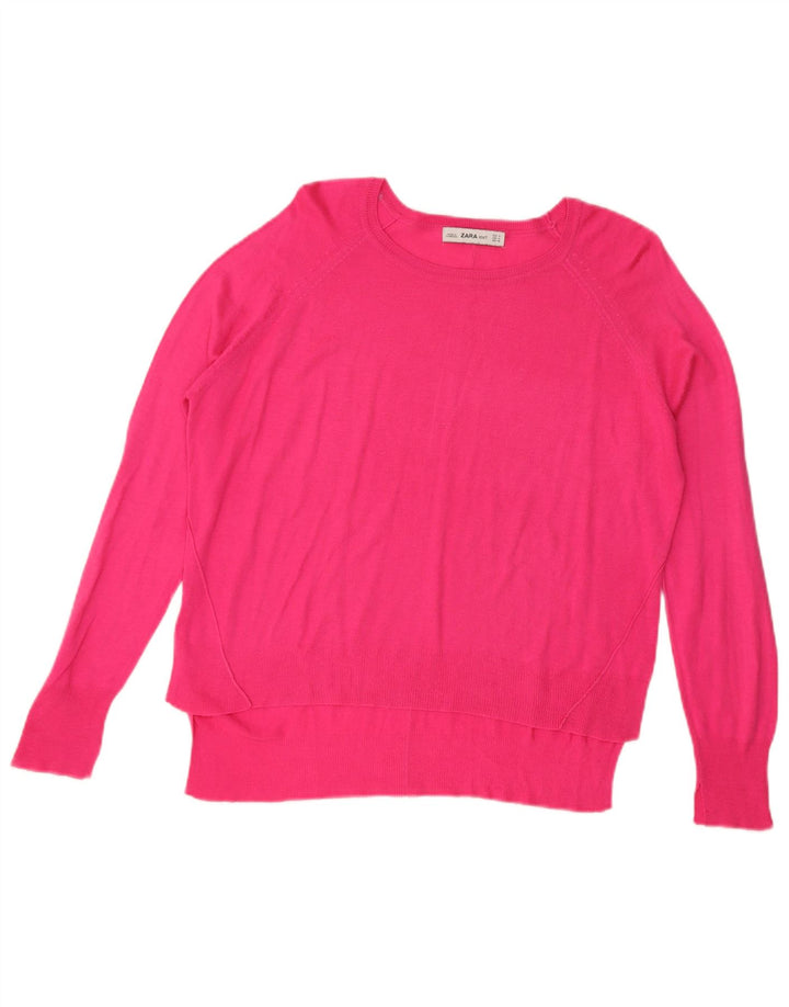 Maglione maglione oversize con scollo a barca da donna Zara UK 14 Rosa medio