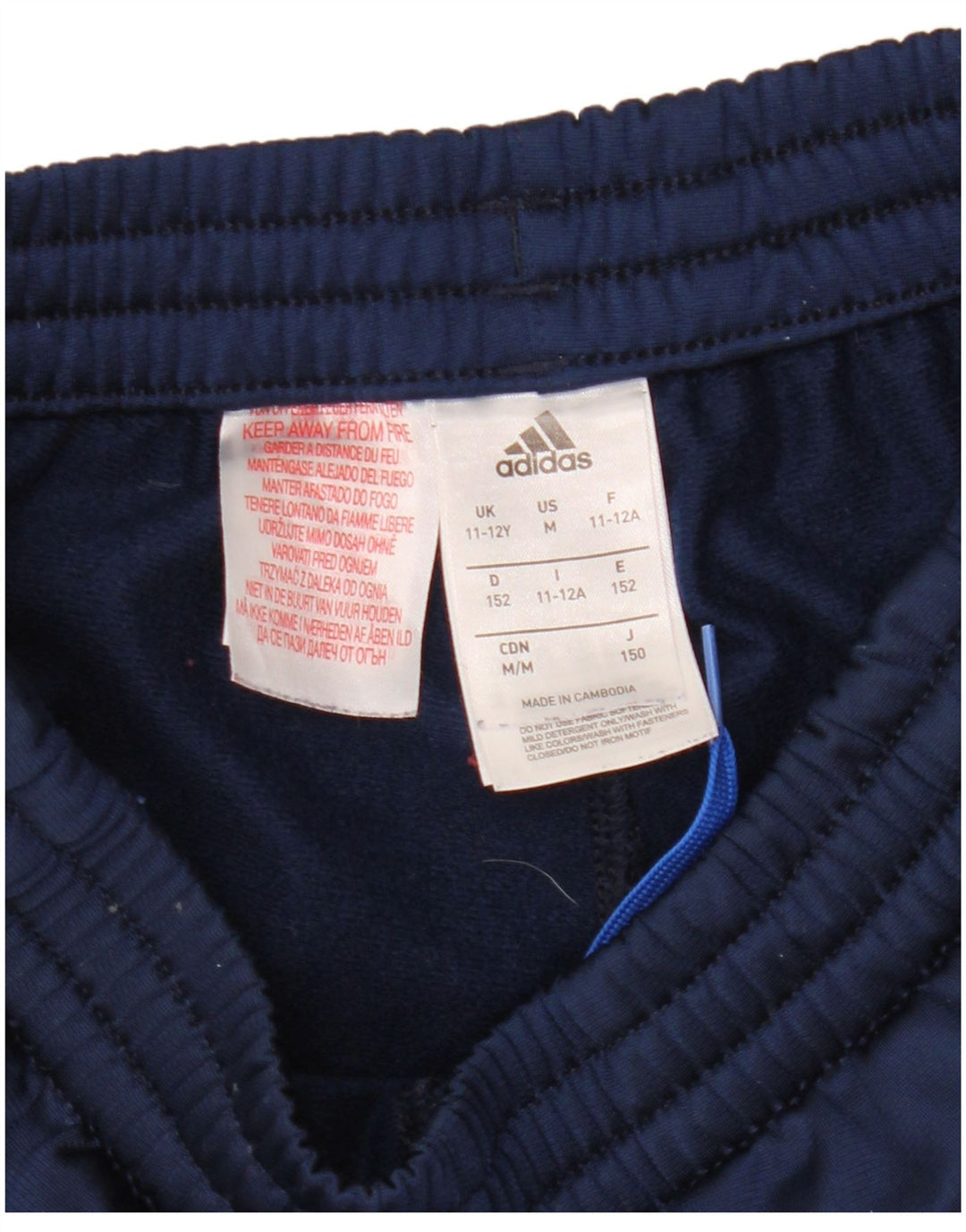 Pantaloni della tuta da ragazzo Adidas 11-12 anni in poliestere blu navy