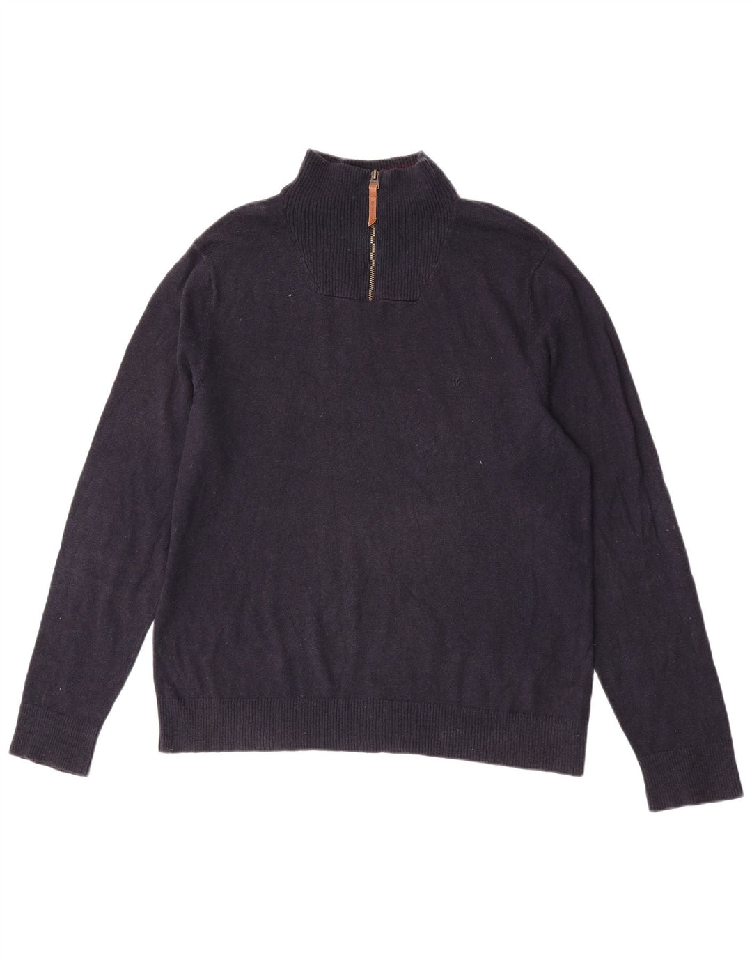 Maglione da uomo con collo con zip Fat Face, grande cotone blu navy