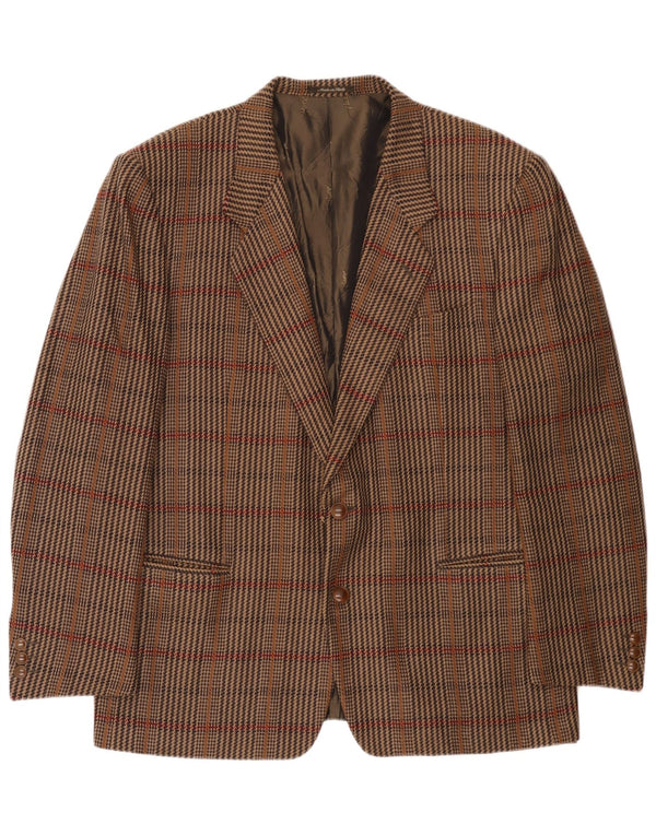 Giacca blazer da uomo a 2 bottoni Yves Saint Laurent IT 56 3XL lana a quadri marrone