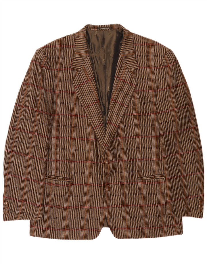 Giacca blazer da uomo a 2 bottoni Yves Saint Laurent IT 56 3XL lana a quadri marrone