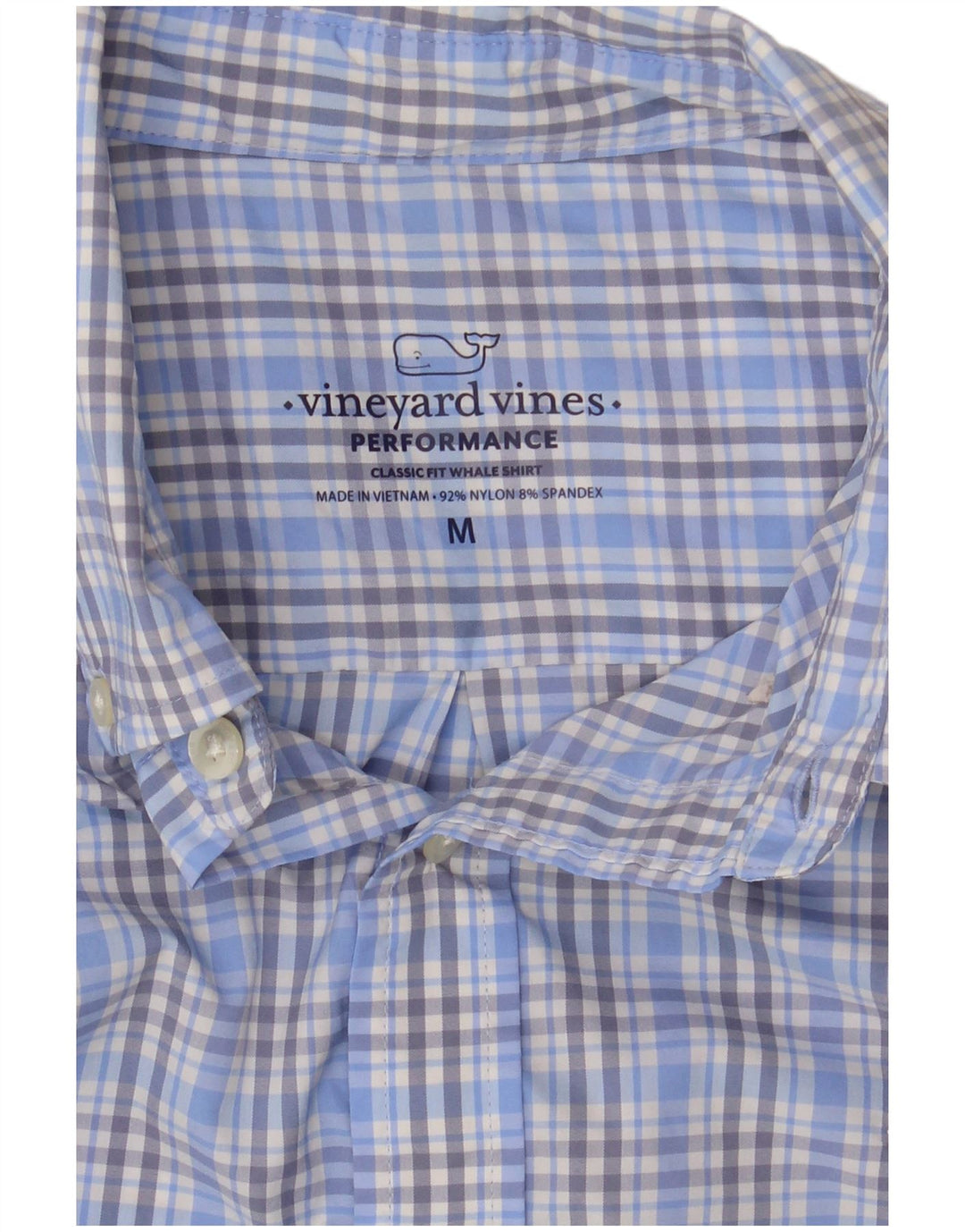 Vineyard Vines Camicia da uomo dal taglio classico in nylon a quadri blu medio