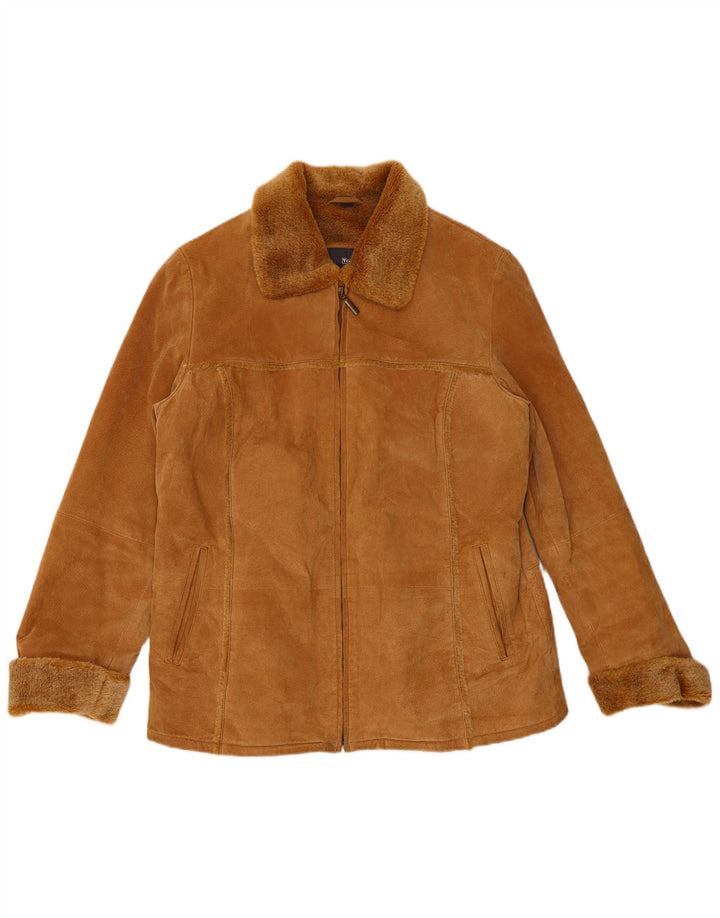 Giacca in pelle scamosciata da donna TCM UK 16/18 Grande pelle marrone