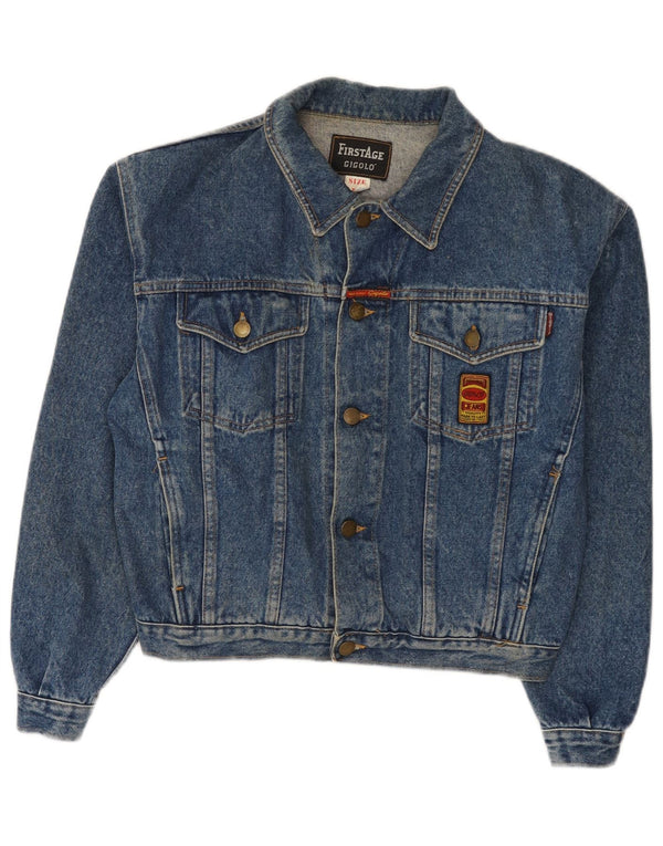 Giacca di jeans vintage da donna UK 14 cotone blu medio