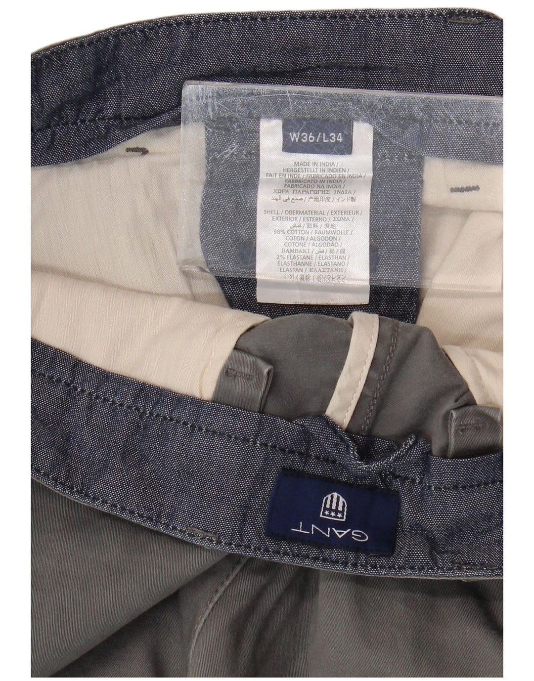 Pantaloni chino dritti da uomo GANT W36 L34 cotone grigio
