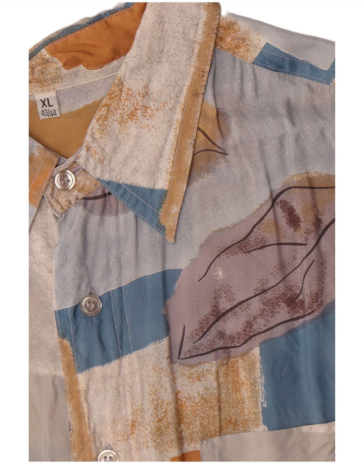 Camicia vintage da uomo con motivo astratto taglia 43/44 XL multicolore
