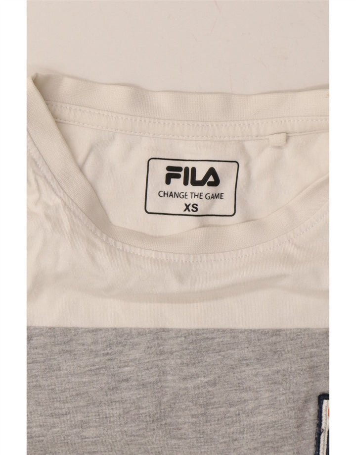 FILA Mens T-Shirt Top XS White Striped Cotton Vintage Fila and Second-Hand Fila from Messina Hembry 