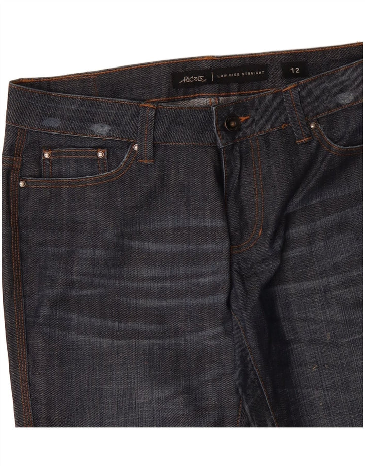 Jeans dritti a vita bassa da donna LEE Riders US 12 Large W34 L33 Blu Navy