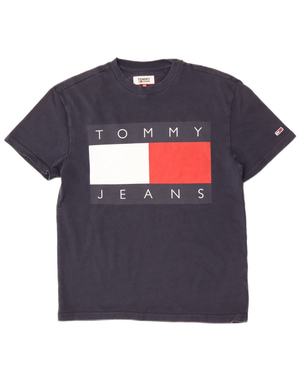 T-shirt grafica normale da uomo Tommy Hilfiger Top XS in cotone blu navy