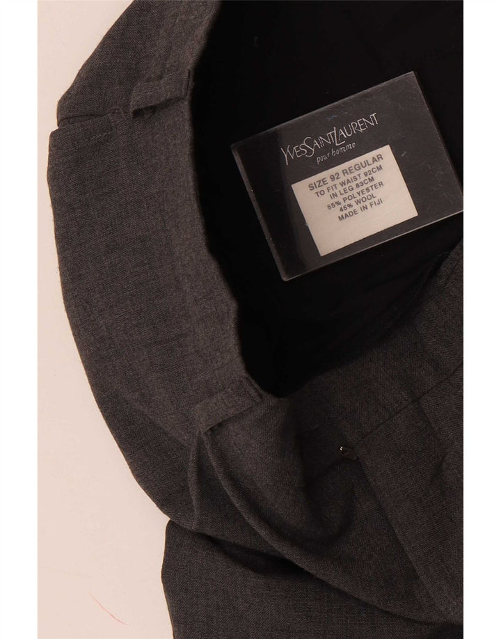 Pantaloni da abito dritti da uomo Yves Saint Laurent W36 L30 poliestere grigio
