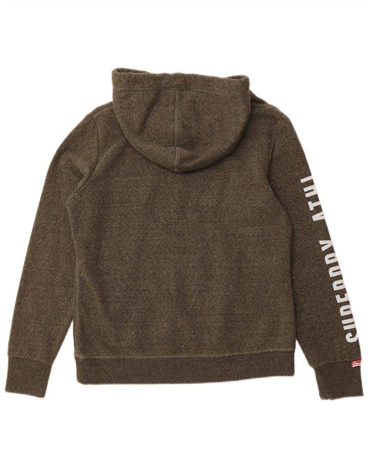 Maglione con cappuccio da atletica leggera da donna SUPERDRY UK 14 grande kaki chiazzato
