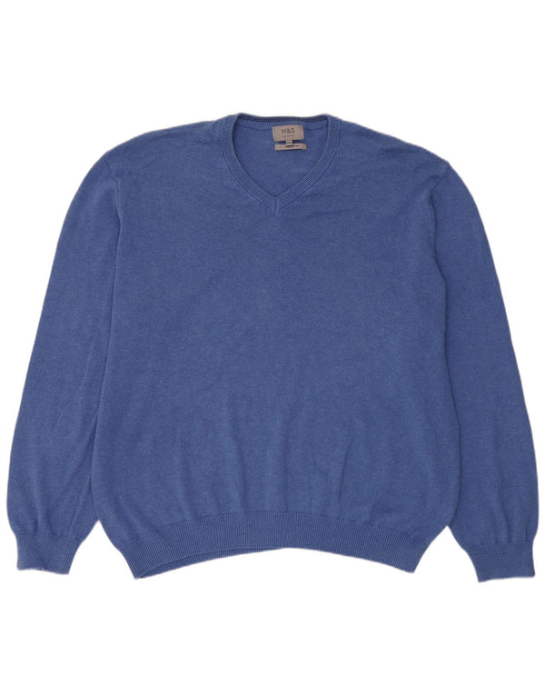 Maglione maglione con scollo a V da uomo Marks & Spencer 3XL cotone blu