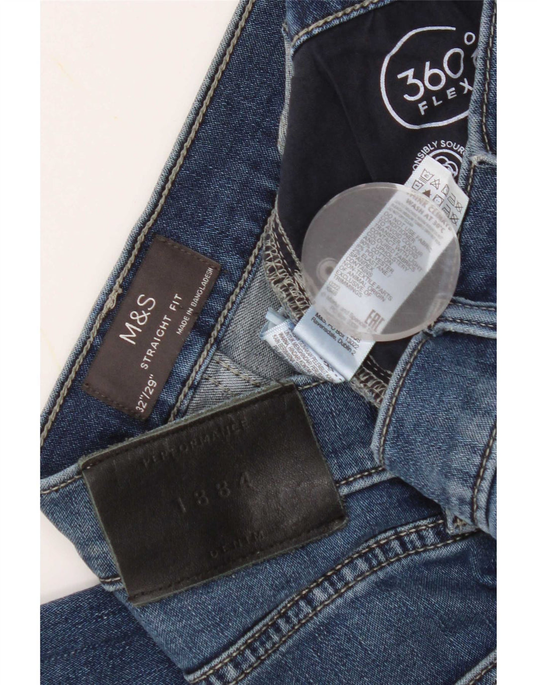 Jeans dritti da uomo Marks & Spencer W32 L29 cotone blu