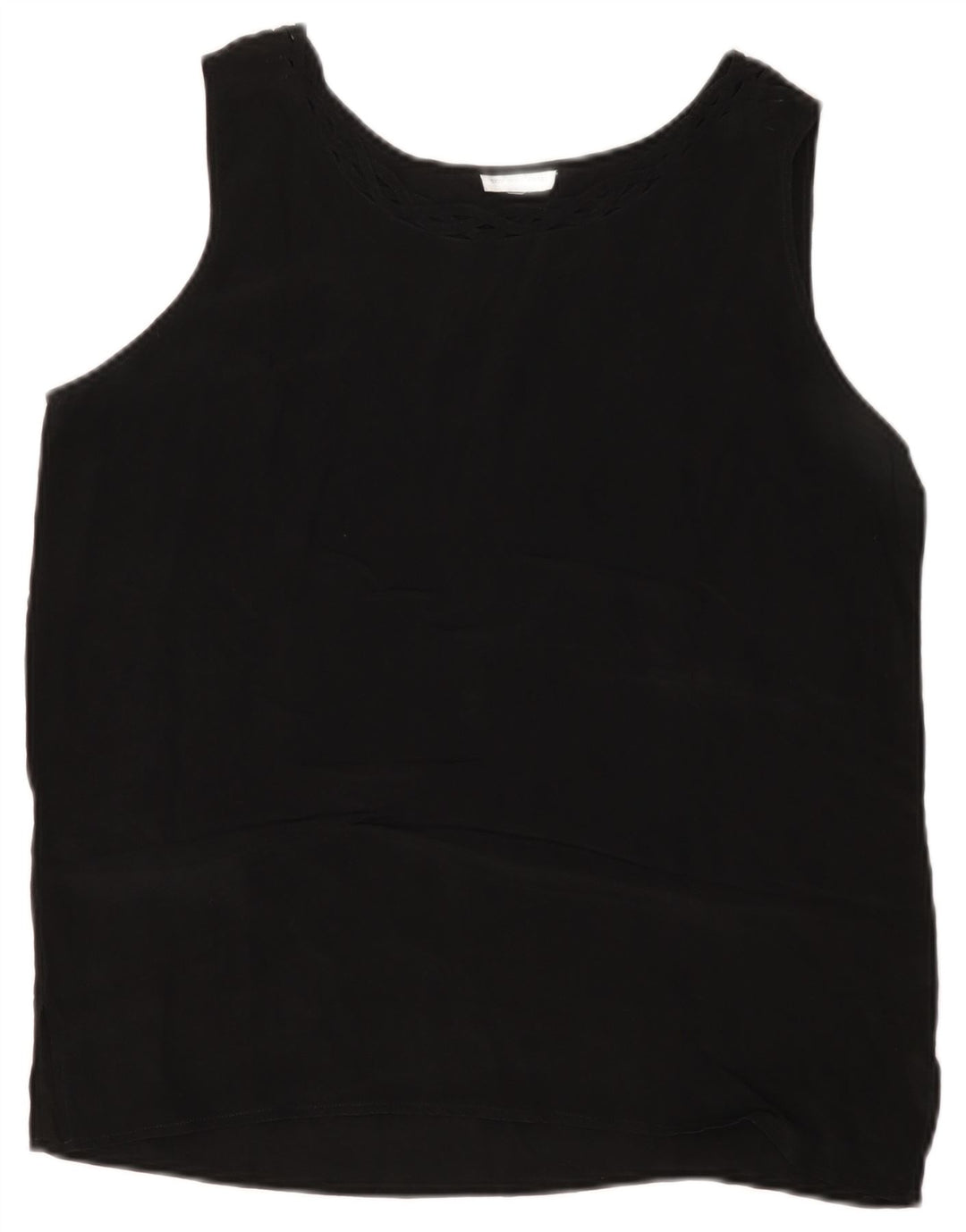 Top camicetta senza maniche da donna VINTAGE UK 14 seta nera media