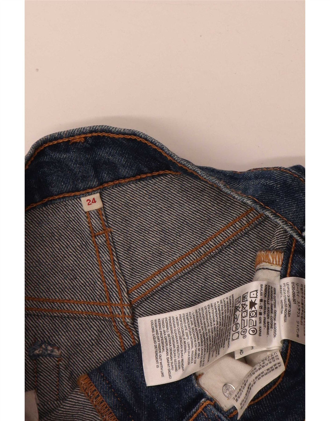 Gonna in denim invecchiato da donna Levi's W24 XS in cotone blu