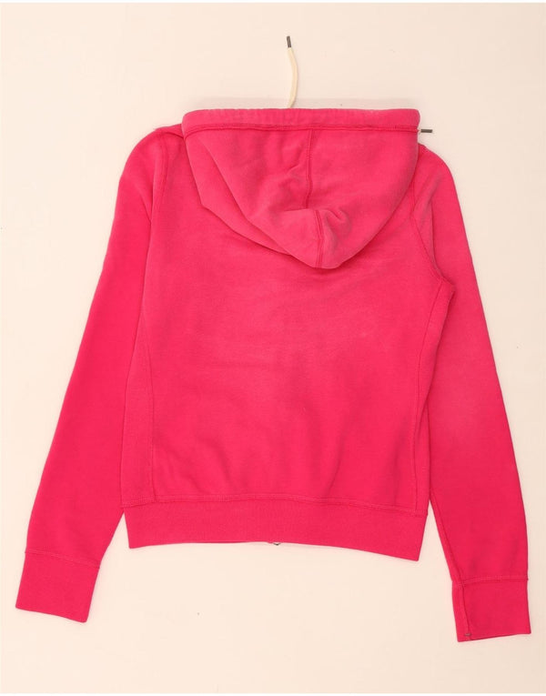 ABERCROMBIE & FITCH Womens Graphic Zip Hoodie Sweater UK 14 Large Pink