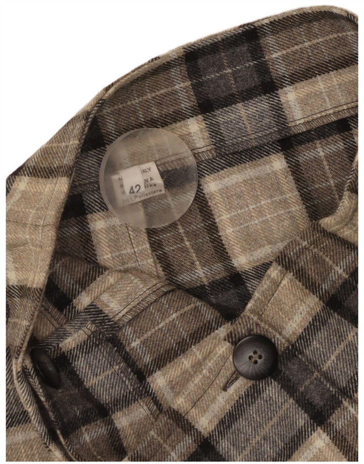 Gonna avvolgente a vita alta da donna vintage IT 42 media W23 lana scozzese grigia