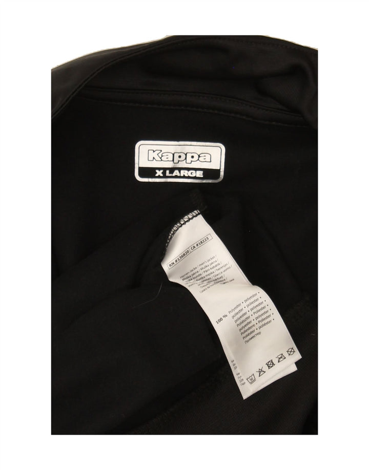 KAPPA Mens Graphic Tracksuit Top Jacket XL Black Polyester Vintage Kappa and Second-Hand Kappa from Messina Hembry 