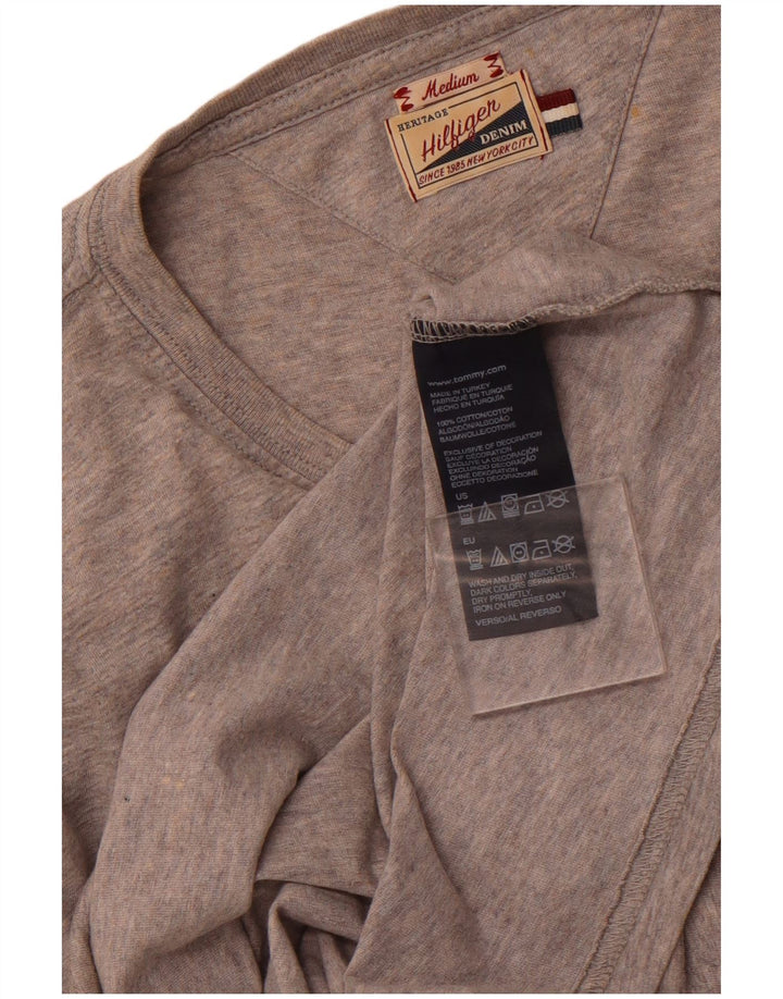 TOMMY HILFIGER Top grafico da uomo a maniche lunghe in cotone grigio medio